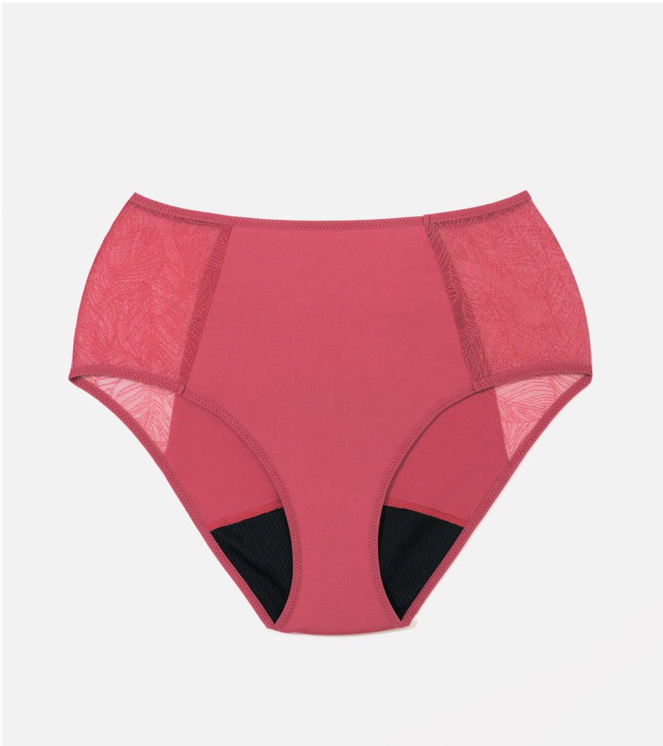 Lace High-Waist - Nylon z recyklingu - malinowe