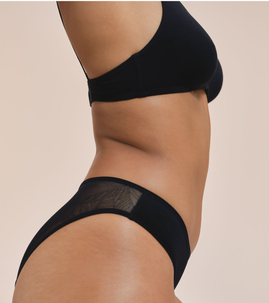 Lace Brief - Nylon z recyklingu - Czarne