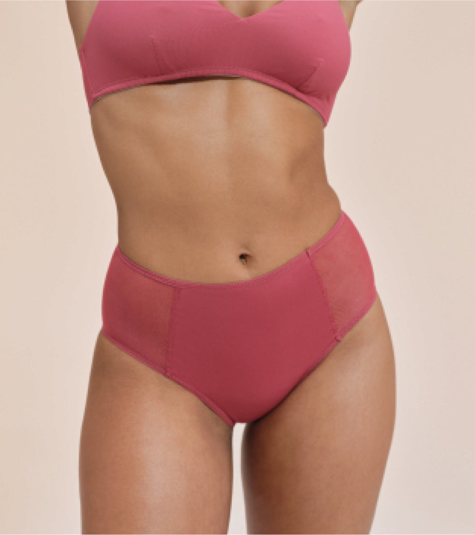 Lace High-Waist - Nylon z recyklingu - malinowe