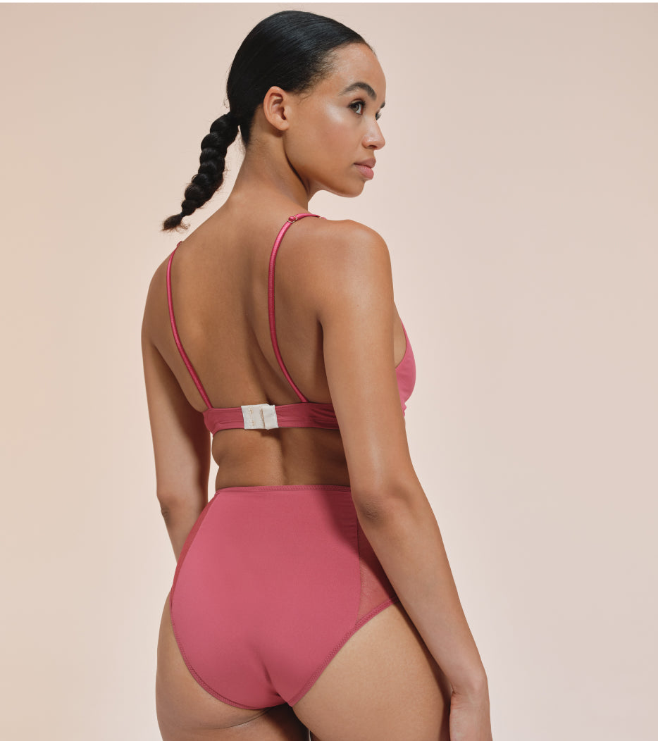 Lace High-Waist - Nylon z recyklingu - malinowe